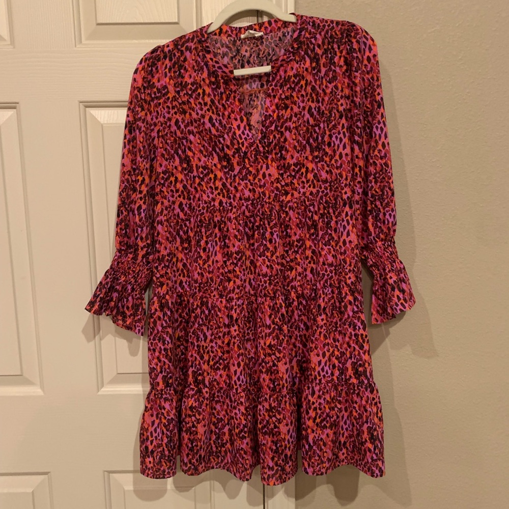 BiBi Vibrant Pink and Orange Patterned Dress